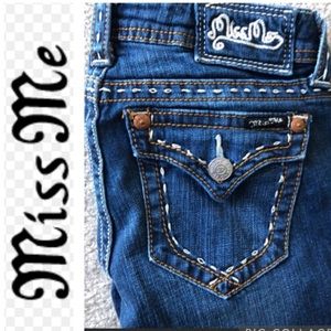 Miss Me Blue Saddle Stitch Boot Cut Jeans Size 28